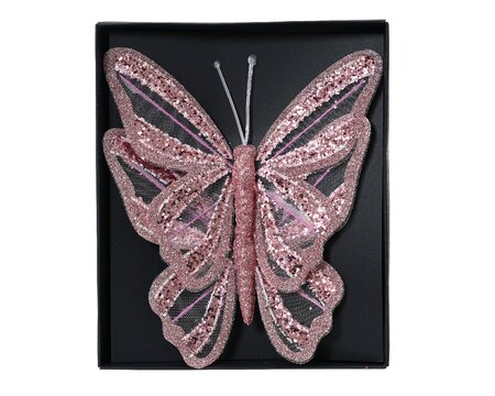 Decoris vlinders roze - 2 stuks - afbeelding 1