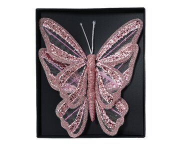 Decoris vlinders roze - 2 stuks - afbeelding 1