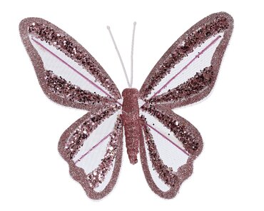 Decoris vlinders roze - 2 stuks - afbeelding 2