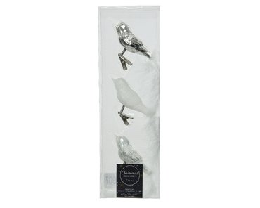 Decoris glazen ornament vogels zilver - afbeelding 2