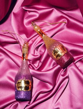 Vondels kersthanger campagnefles roze/goud - afbeelding 5