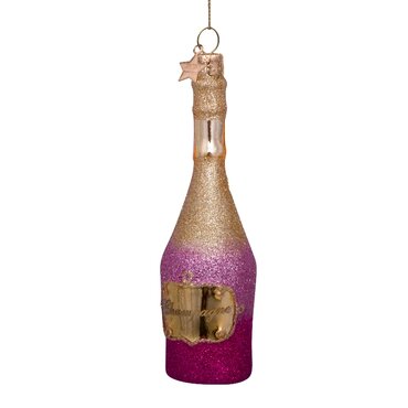 Vondels kersthanger campagnefles roze/goud - afbeelding 2