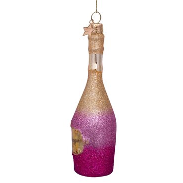 Vondels kersthanger campagnefles roze/goud - afbeelding 3