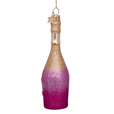 Vondels kersthanger campagnefles roze/goud - afbeelding 4