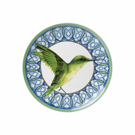 Heinen Delfts Blauw wandbord mandala kolibrie - afbeelding 1