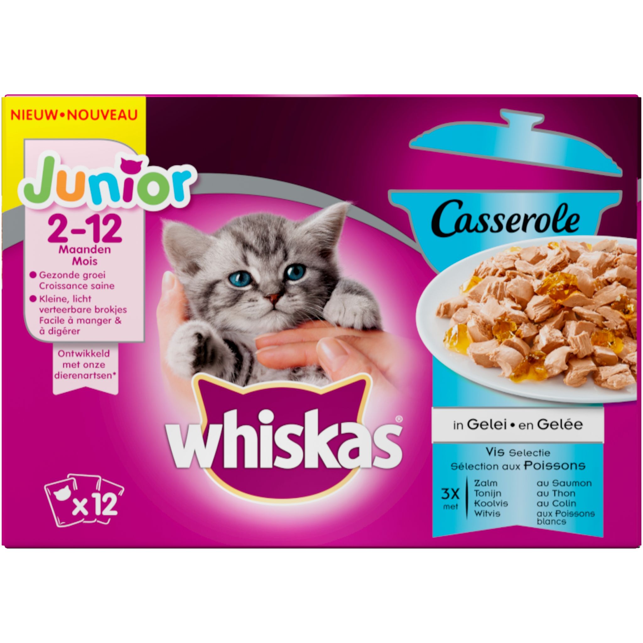 Specificiteit het dossier Glad Whiskas kattenvoer junior casserole vis gelei - Tuincentrum Borghuis