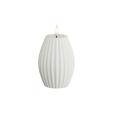 LED kaars gestreept wit 7,5x10 cm