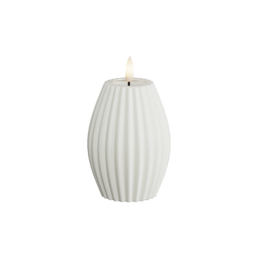 LED kaars gestreept wit 7,5x10 cm