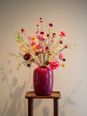 Zijden boeket 'Raspberry Sunrise' groot - afbeelding 1