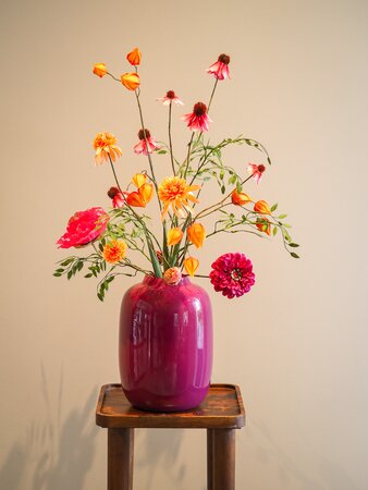 Zijden boeket 'Raspberry Sunrise' middel - afbeelding 1