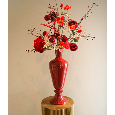 Zijden boeket 'Red Velvet Bloom'