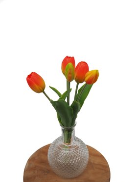 Zijden tulpenbosje 5 stuks - oranje