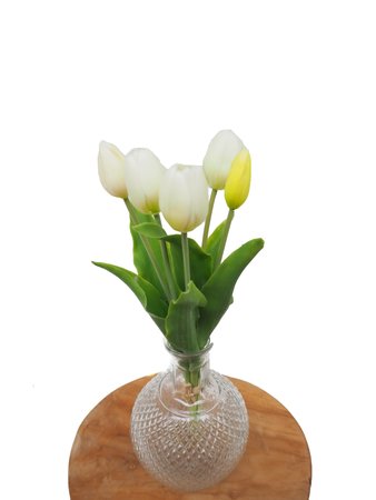 Zijden tulpenbosje 5 stuks - wit