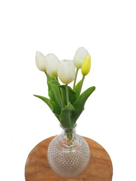 Zijden tulpenbosje 5 stuks - wit