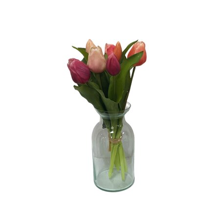 Zijden tulpenbosje 7 stuks - fuchsia gemixt