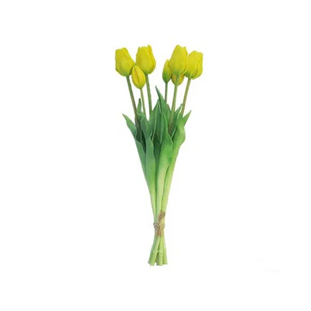 Zijden tulpenbosje 7 stuks - geel